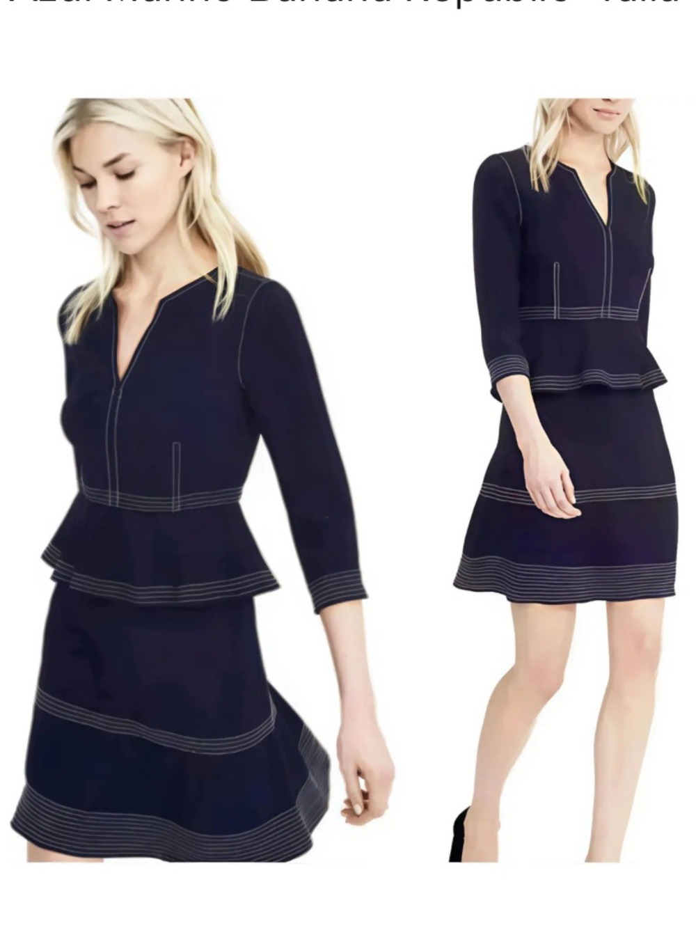 Banana Republic Navy Peplum Dress with Contrast Stitching